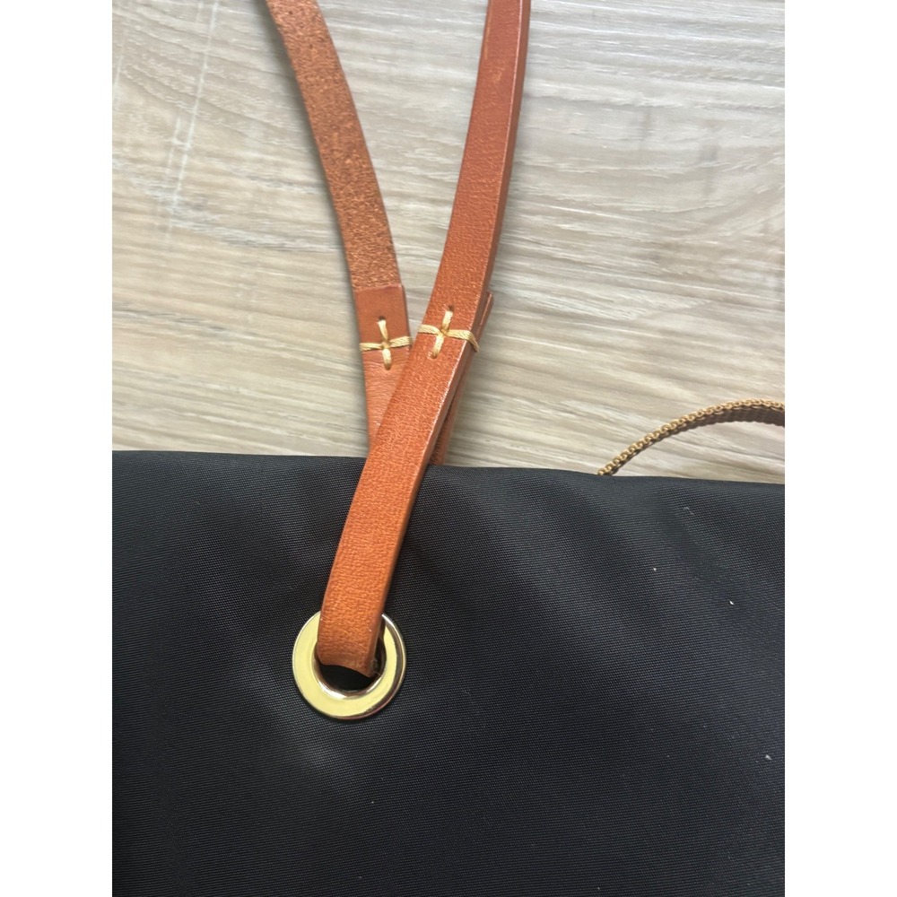 Dooney & Bourke Black Nylon Tote Bag Tan‎ Leather Straps Red Interior Shopper - Picture 7 of 12
